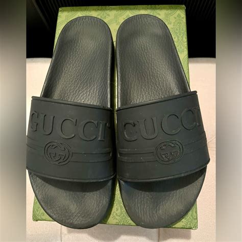 gucci pursuit logo slides|size 14 gucci slides.